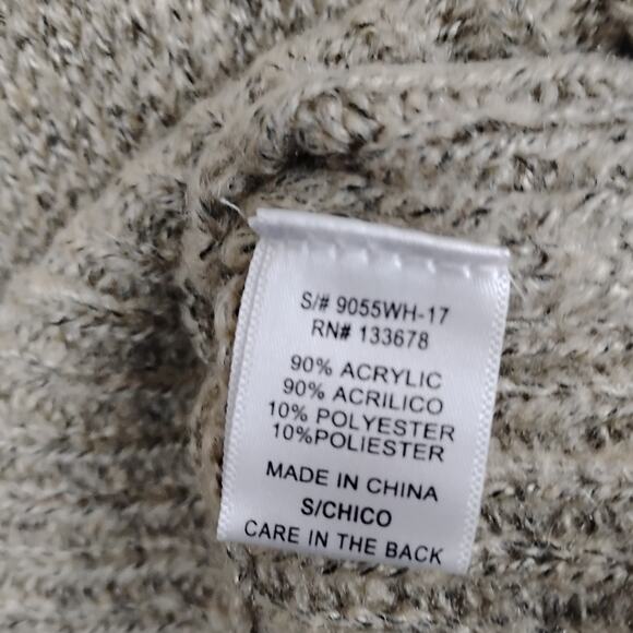 Love Tree Knit Oatmeal Sweater Top Size Small Lace Up V Neck Long Sleeve - Picture 7 of 8